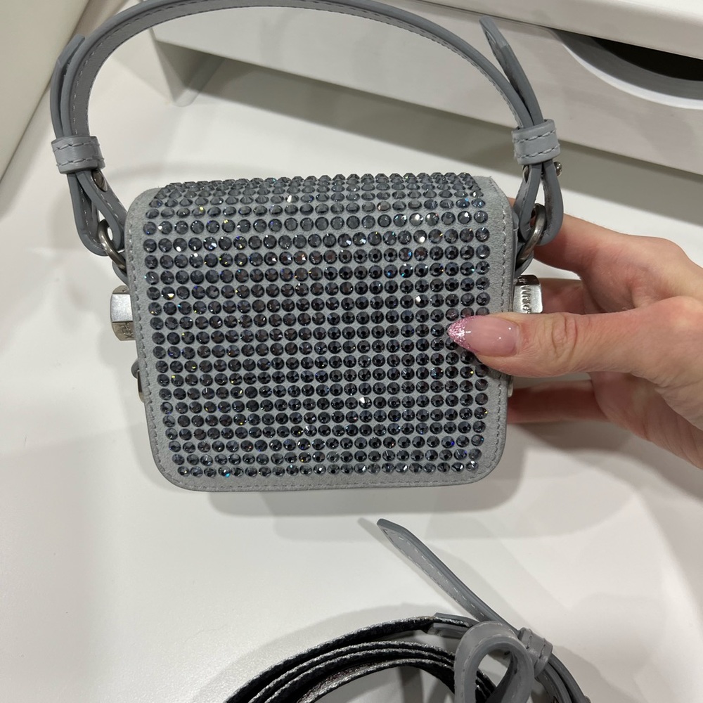 Off White Crystal Mini Flap Bag